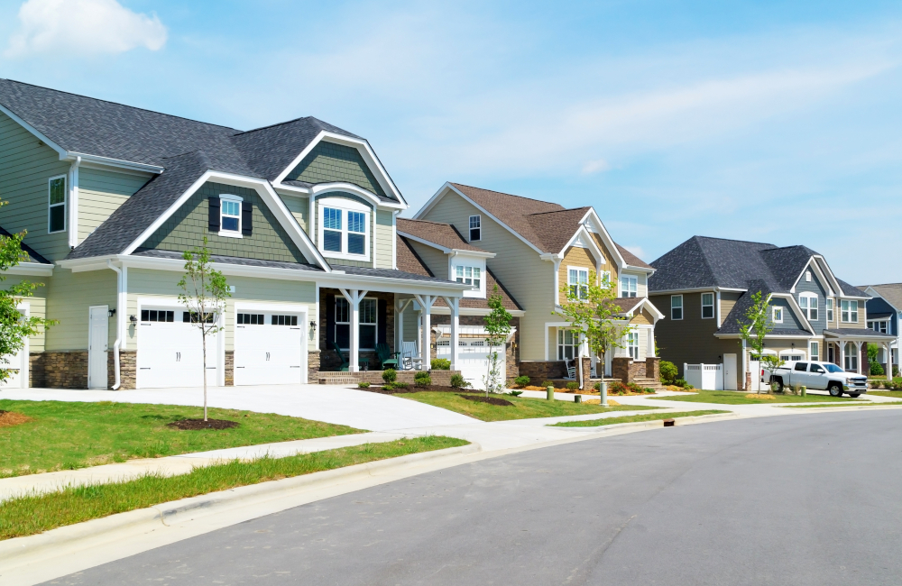 Street of suburban homes real state