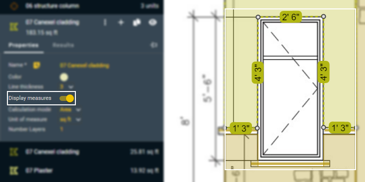 Display measures in TAKEOFF