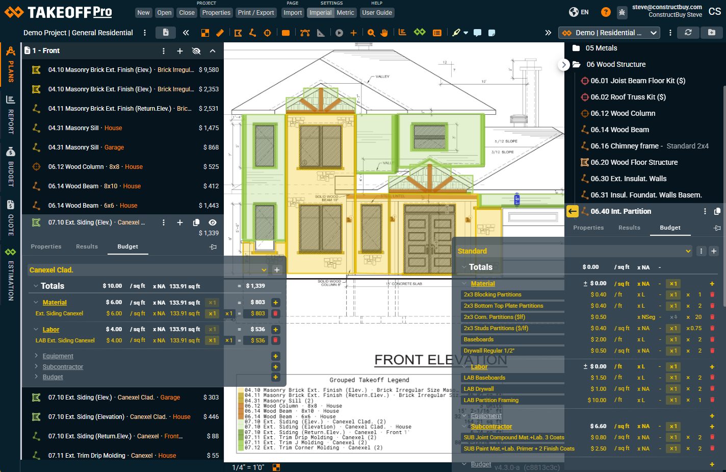 Preview of TAKEOFF Pro interface