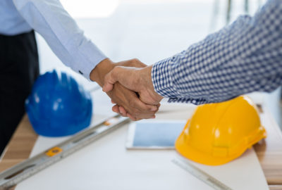 Construction worker handshake